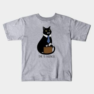 Business Cat Time to Business Kids T-Shirt